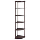 Corner Bookcase With 5 Shelves, Compact Design For Living Room - Cappuccino