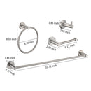 Bathroom Set 4 Pack With Towel Bar Racks, Toilet Paper Holder, Ring, Hook, Stainless Steel - Brushed Nickel by HouseOfZazla