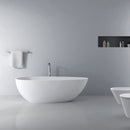 66.9" x 34" x 21.7" Freestanding Solid Surface Soaking Bathtub For Bathroom - Matte White by HouseOfZazla