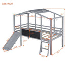 Loft House Bed With Ladder And Slide, With board And Light Strip On The Roof by HouseOfZazla