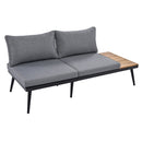 6-Piece Outdoor Sectional Sofa Set with Round Nesting Coffee Tables and Seating Sofa with Cushions for Patio, Porch and Garden (Grey)