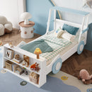 Twin Size Car Bed with Storage Shelves