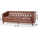 81" PU Sofa,Tufted Back,Solid Wood legs,Living Room and Study
