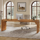 Extra Long 2 Person Computer Desk, Large Workstation - Brown by HouseOfZazla