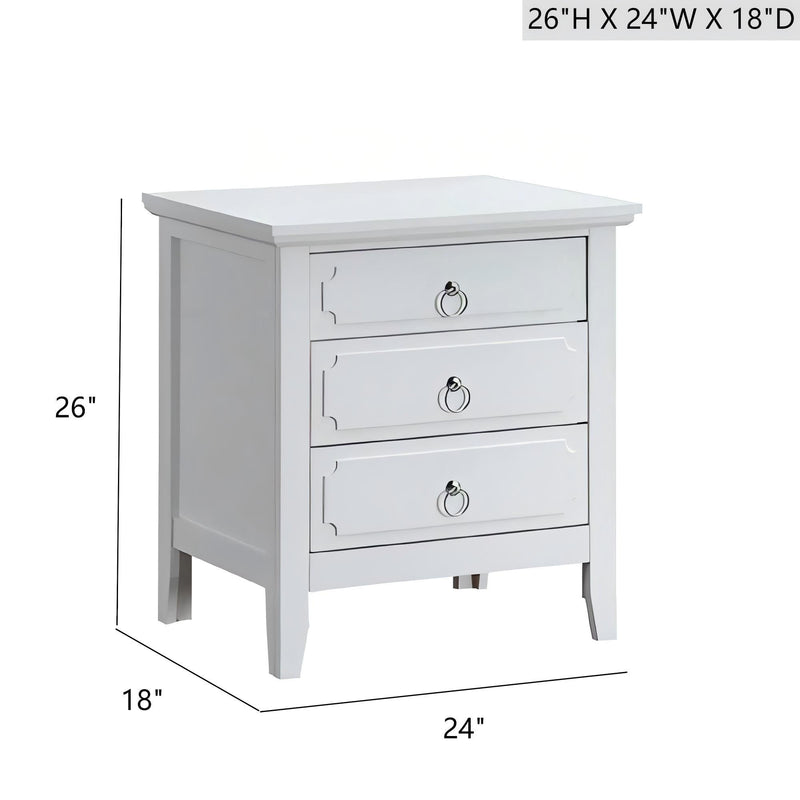 Hammond - 3 Drawer Nightstand - White, photo 4 of 7