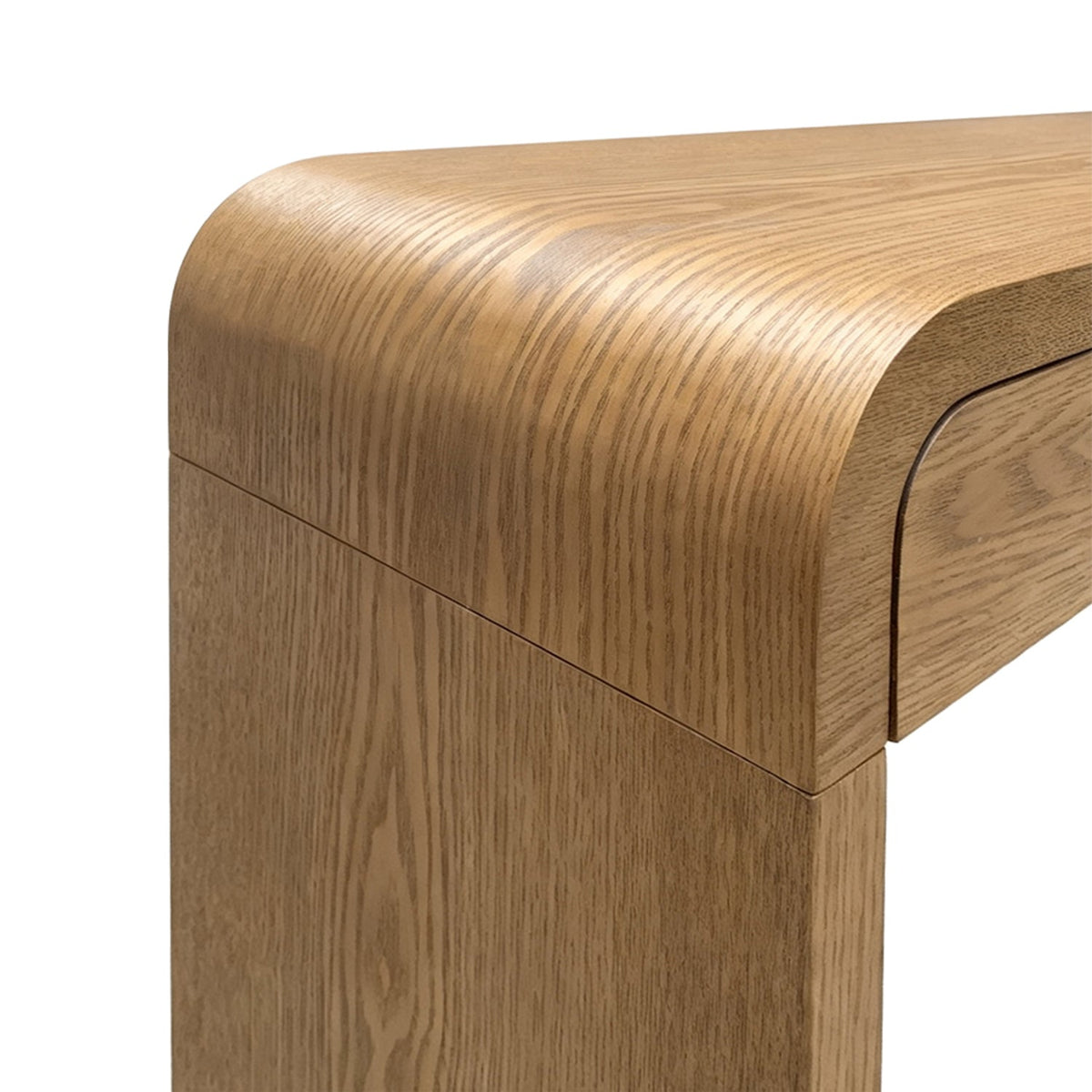 Walnut Curved Design 3-Drawer Long Console Table, photo 9 of 10