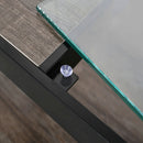 Industrial Style Coffee Table For Bedroom & Living Room With Tempered Glass & Wood Grain - Wood by HouseOfZazla