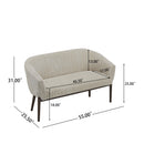 Corduroy Recessed Arm Loveseat (Beige + Walnut) by HouseOfZazla