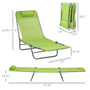 2 Piece Folding Chaise Lounge Chairs, Pool Sun Tanning Chairs, Outdoor Lounge Chairs with 6-Position Reclining Back, Breathable Mesh Seat, Headrest for Beach, Yard, Patio, Green