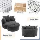 360° Swivel Accent Barrel Chair With Storage Ottoman & 4 Pillows, Modern Leisure Chair Round Accent For Living Room by Unique Piece Furniture