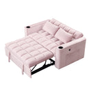 55.3" 4-1 Multi-functional Sofa Bed with Cup Holder and USB Port for Living Room or Apartments Pink