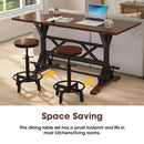 3-Piece Dining Table Set, 59" Wooden Sofa Side Table with Stabilizing Base, Rustic Brown Industrial Adjustable Height Stools, Modern Bar Table and Chairs for Living Room, Dining Room, and Space Saving