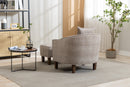 Accent Chair with Ottoman, Mid Century Modern Barrel Chair Upholstered Club Tub Round Arms Chair for Living Room