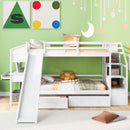 Bunk Bed With Storage Staircase, Slide, Desk, Drawers, And Shelves by HouseOfZazla