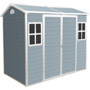8x4ft Resin Outdoor Storage Shed with Two-Window and Double-Door,Plastic Shed with Floor for Gargen,Patio,Yard,Lawn,Grey