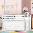 Loft Bed With Retractable Writing Desk And 4 Drawers, With Lateral Portable Desk And Shelves by HouseOfZazla