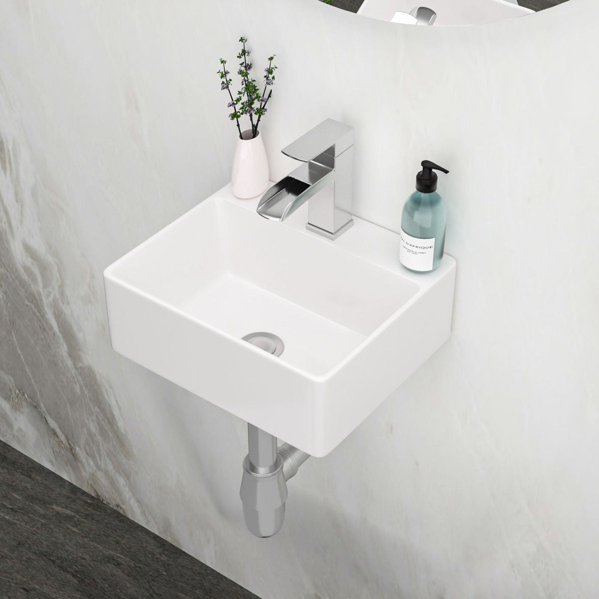 Ceramic Rectangle Wall Mount Bathroom Sink With Single Faucet Hole, photo 11 of 20