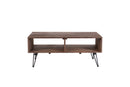 Reclaimed Wood Cocktail Table With Open Storage For Living Room, Metal Legs, Foldable - Black / Natural by Unique Piece Furniture