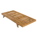 Acacia Wood Lounge Chaise Set with Headrest and Water-Resistant Cushions in Beige