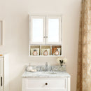 Bathroom Storage Cabinet, Medicine Cabinets For Bathroom With Mirror, 2 Doors 2 Adjustable Shelf & 3 Christmas Style Storage Basket - White by Unique Piece Furniture