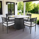 Outdoor Patio Dining Set, Squircle Dining Table, Dining Chairs With Sunbrella Cushions by Unique Piece Furniture
