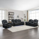 3 Pieces Recliner Sofa Sets Home Theater Seating Manual Recliner Chair With Center Console And LED Light Strip For Living Room by HouseOfZazla