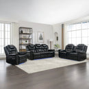 3 Pieces Recliner Sofa Sets Home Theater Seating Manual Recliner Chair With Center Console And LED Light Strip For Living Room by Unique Piece Furniture