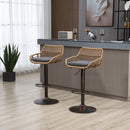 COOLMORE Modern Swivel Bar Stools Set of 2 Adjustable Counter Height Chairs with Footrest in Gray Linen