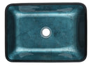 18.125" L -13.0" W -12.0" H Handmade Countertop Glass Rectangular Vessel Bathroom Sink Set in Blue Glass with Matte Black Single-Handle Single Hole Faucet and Pop Up Drain