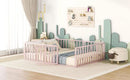 Metal Floor Bed Frame With Fence And Door by HouseOfZazla