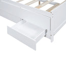 Full Size Platform Bed With Storage LED Headboard, Twin Trundle And 3 Drawers - White by HouseOfZazla