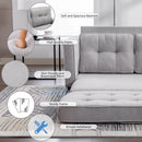 59.4" Loveseat Sofa with Pull-Out Bed Modern Upholstered Couch with Side Pocket for Living Room Office, Grey