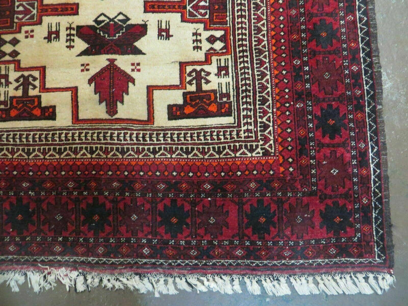 4' X 7' Vintage Handmade Pakistan Turkoman Bokhara Balouch Woven Wool Rug Nice