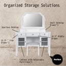 Elegant Makeup Vanity Desk With Adjustable Mirror And Storage And Construction - White by Unique Piece Furniture