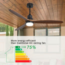 Ceiling Fan With Lights 3 Solid Wood Fan Blade Noiseless Reversible Motor Remote Control - Black by HouseOfZazla