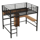 Full Size & Loft Bed With L-Shaped Desk And Shelves - Black by HouseOfZazla