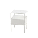 15.75" Rattan End table with drawer, Modern nightstand, metal legs,side table for living room, bedroom,white(1 pc)