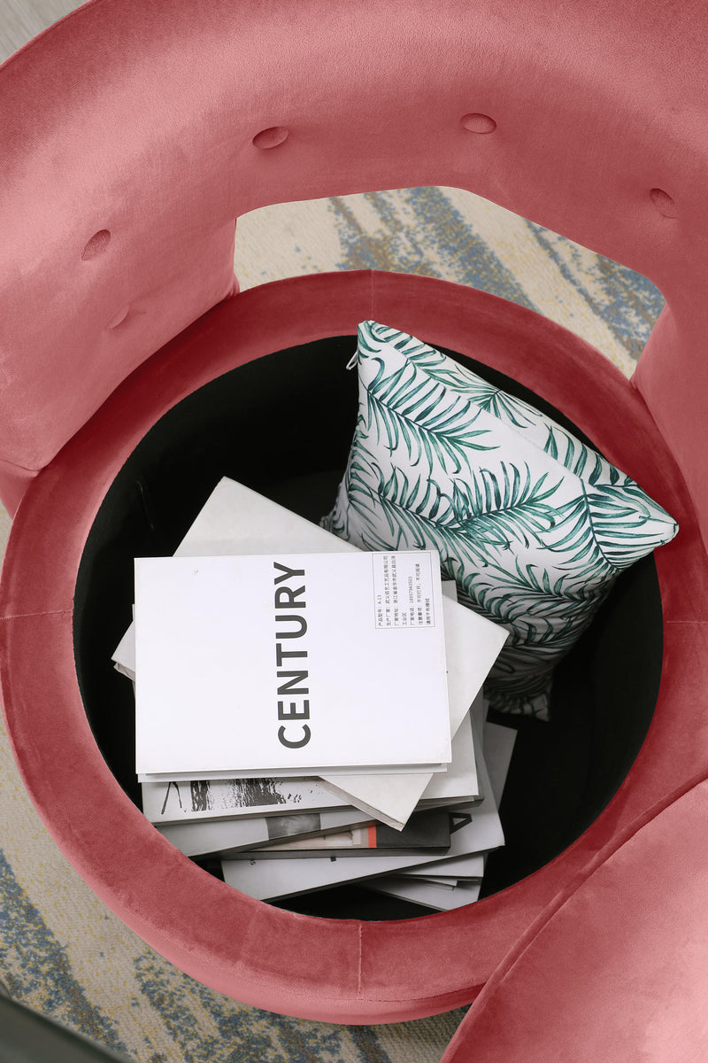 360 degree Swivel Accent Chair with Storage Function, Velvet Curved Chair with Gold Metal Base for Living Room, Nursery, Bedroom