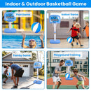 2 In 1 Poolside Basketball Game Set Pool Basketball Goal Indoor Outdoor Kids Basketball Court Water Basketball Toy with 2 Balls Gift for Boys Girls Ag
