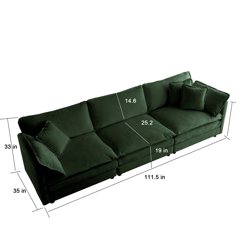 Walker Edison | Chenille Modular Cloud Couch with L-Shaped Sectional and Ottoman