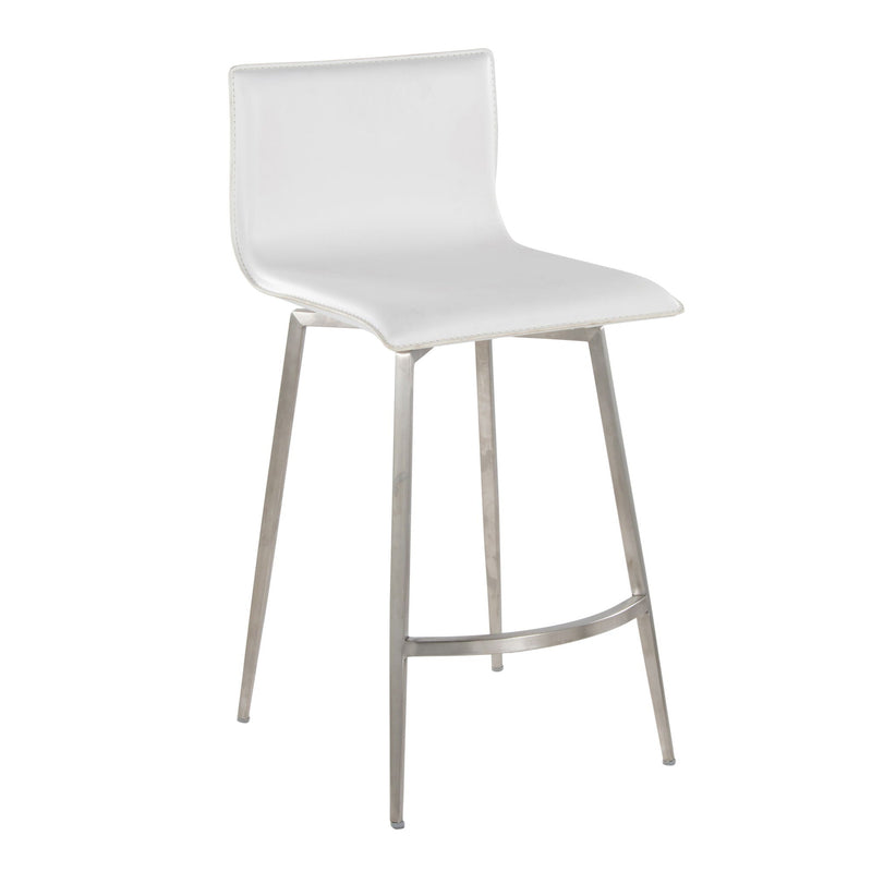 Mara - Upholstered Contemporary Fixed Height Counter Stool With Swivel (Set of 2) - White, photo 3 of 5