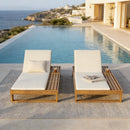 Teak Finish Acacia Wood Chaise Lounge with 1.57-Inch Cushion by HouseOfZazla