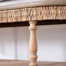Handcrafted Wood Console Table with Hand-Woven Trim