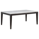 Averill 7-piece White Marble Top Dining Set Dark Grey and Coffee Bean