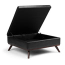Owen - Square Coffee Table Storage Ottoman - Distressed Black by HouseOfZazla