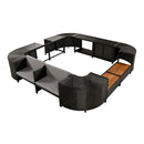 Spa Surround Spa Frame Quadrilateral Outdoor Rattan Sectional Sofa Set With Mini Sofa, Wooden Seats And Storage Spaces by Unique Piece Furniture