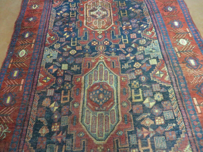4' X 10' Antique Handmade Turkish Floral Tribal Oriental Wool Rug