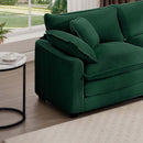Modern Fabric Living Room Sofa with 4 Pillows, Upholstered Large Deep Seating Loveseat, Green Corduroy