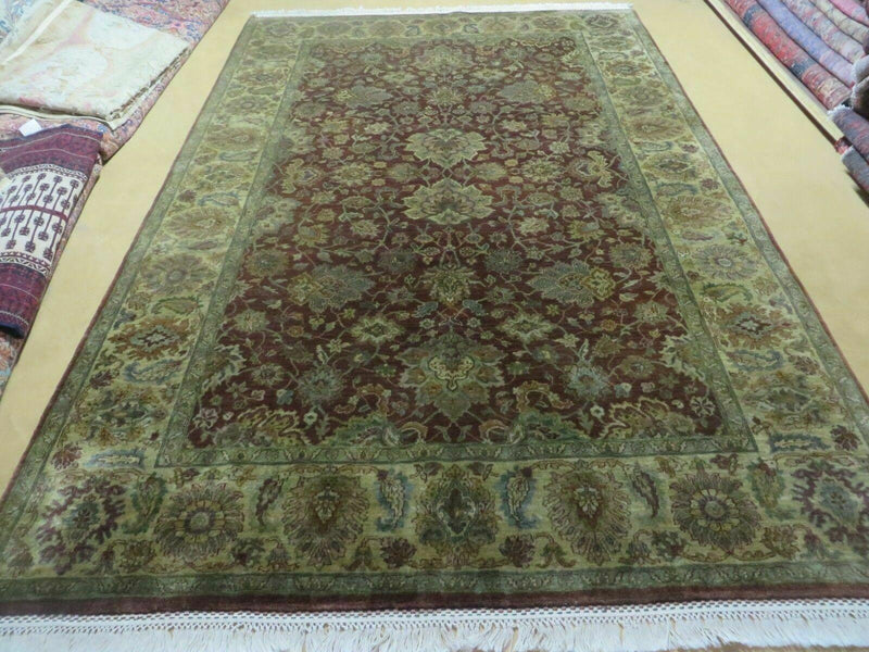 6' X 9' Handmade India Floral Oriental Wool Rug Carpet Tea Wash Red Hand Knotted