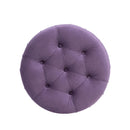 Dawn - Tufted Round Ottoman Nailhead Accents - Purple